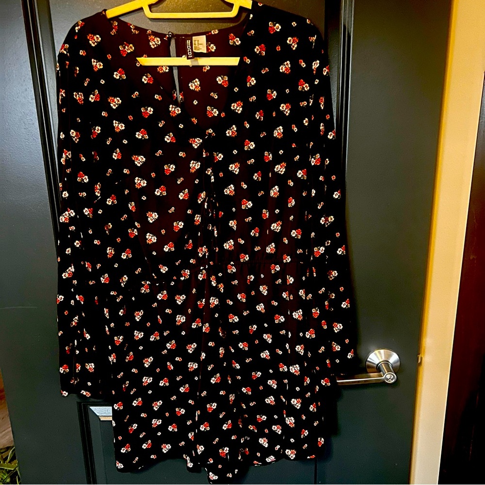 Divided Black Floral Romper